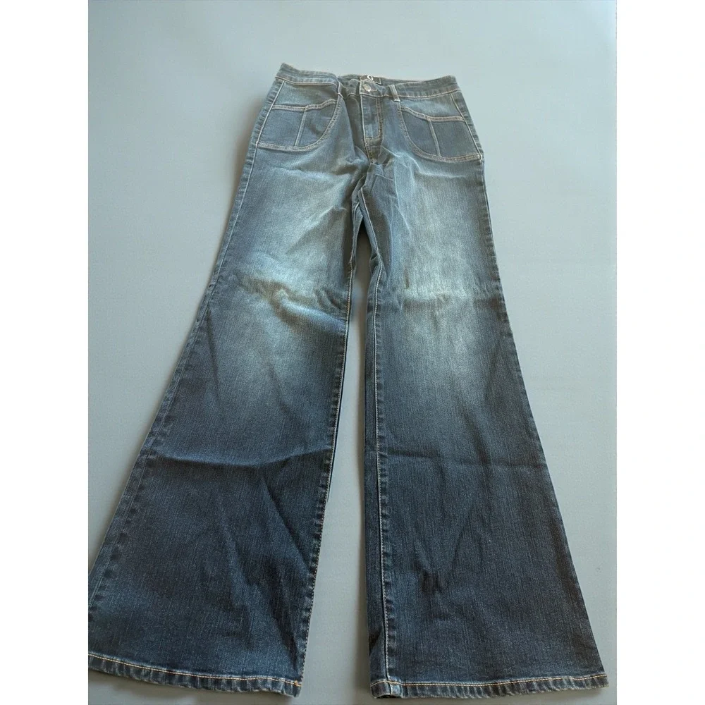 Wide Leg Jeans G By Giuliana Denim Flare 70s Style Blue Women's Size 10 - Picture 1 of 7
